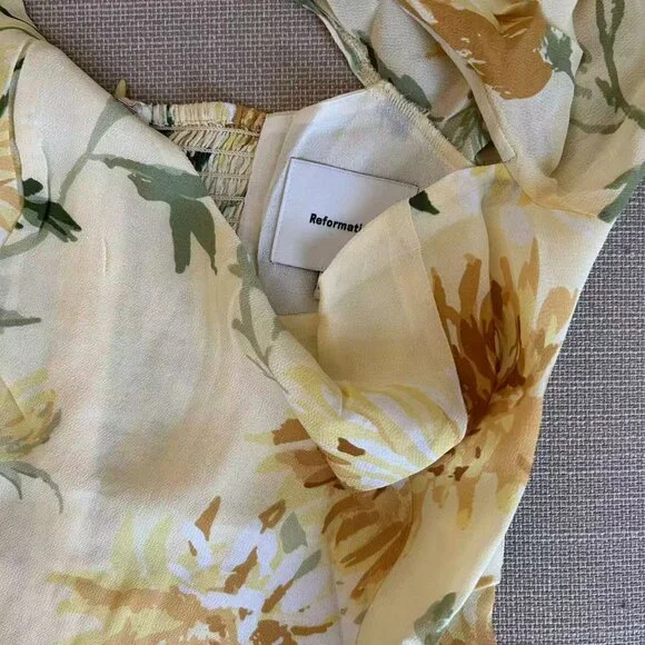 Reformation Gloria Midi Dress Size 2 Honeyglow Yellow Floral - Picture 7 of 13